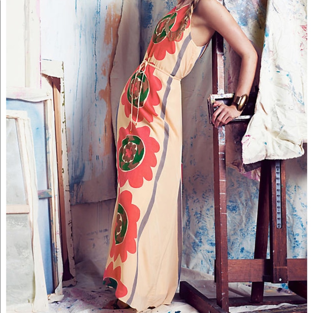 NWT Anupamaa silk maxi dress drawstring size M